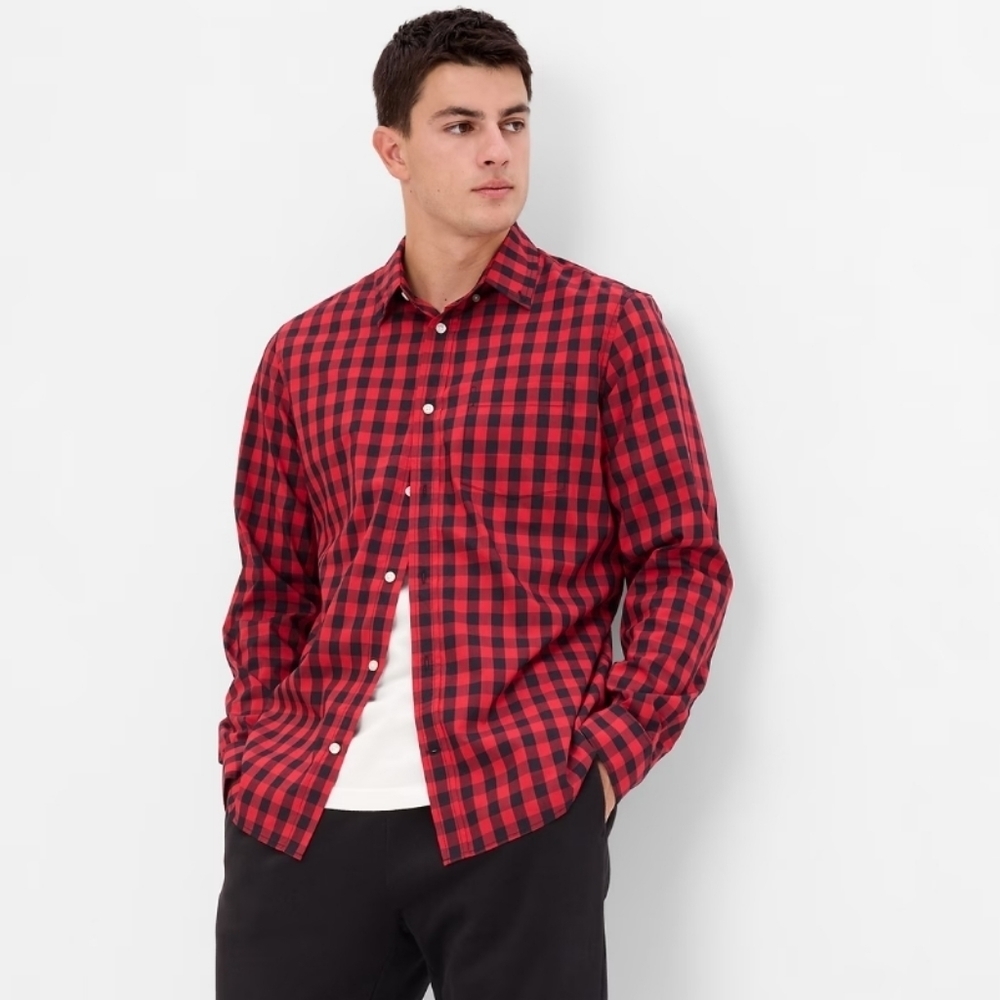 PacSun Mini Buffalo Plaid Flannel Long sleeve Longer Fit blue red Preppy NEW NWT